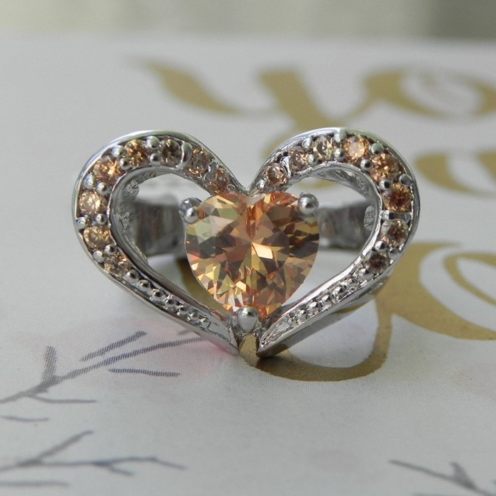 Champagne Morganite Heart Shape Ring